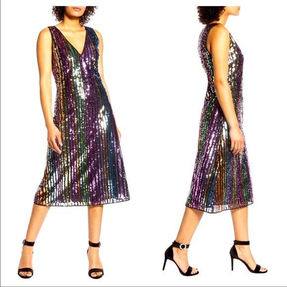 New Halogen sequin rainbow long dress size - Picture 4 of 13